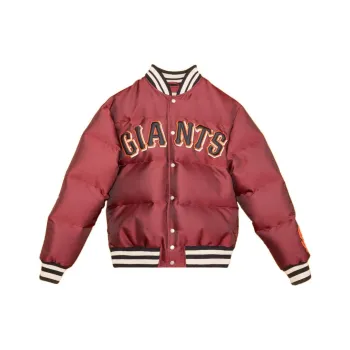GUCCI X Mlb 2022 Padded Satin Jacket With Giants Patch Bordeaux