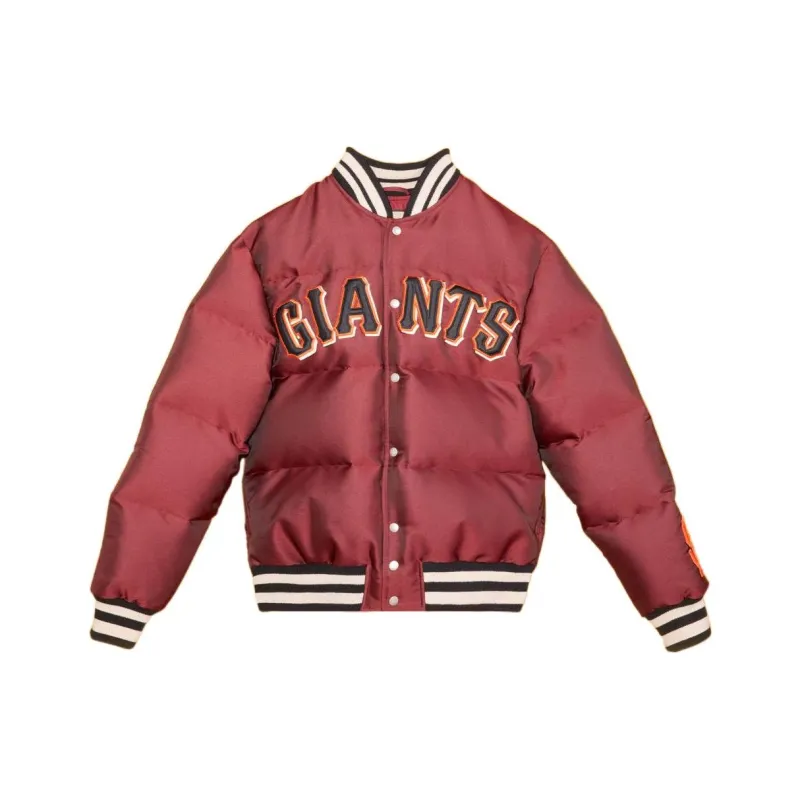 GUCCI X Mlb 2022 Padded Satin Jacket With Giants Patch Bordeaux-0