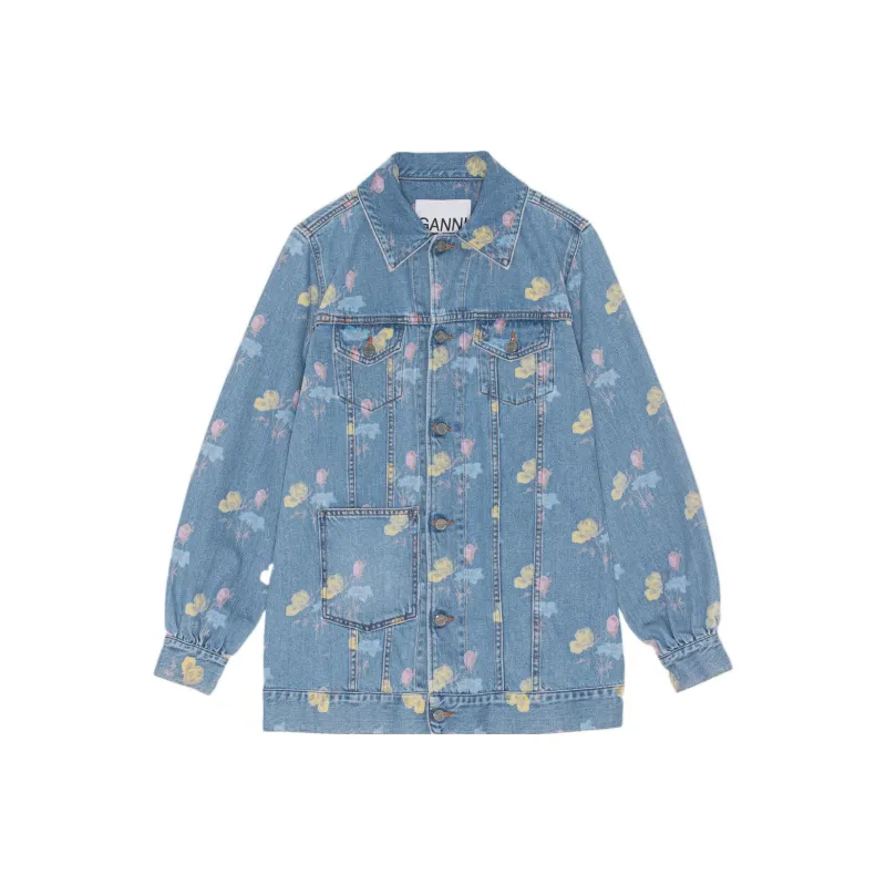 GANNI Denim Jackets Women's Light Blue-0