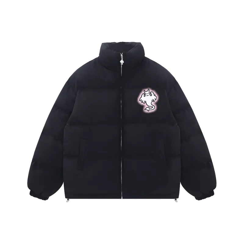 LBPC Ghost Demon Thermal Thickened Stand Collar Puffy Puffer Jacket With Light Effect Unisex-3