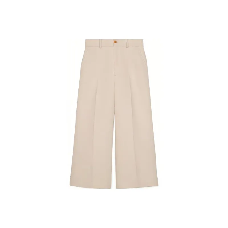 GUCCI Cropped Tweed Trousers White-0