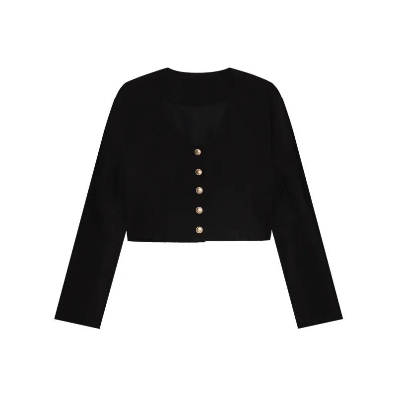 THE SEA LIFE Cropped Coat Women's Black Mage-0