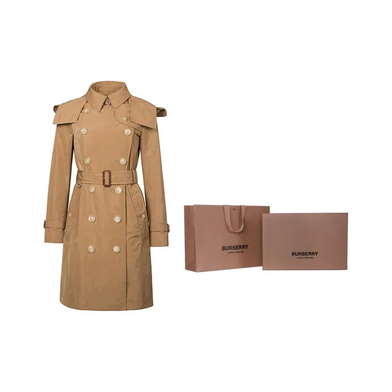 Burberry Trench Coat Cinched Waist Slimming British Style Women's Trench Coats Coat Women's Camel 80061121-5