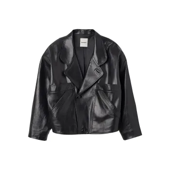 Sandro Asymmetric-fastening Leather Jacket