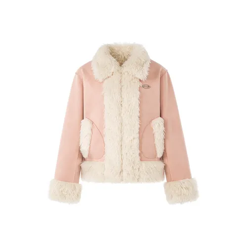 SUNSUNTOWN Puffer Jacket Women's Pink Beige