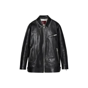 GUCCI Leather Jacket Women's Black