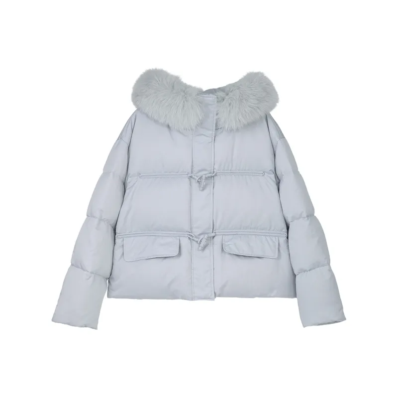 Fstudio Fall And Winter Korean Petite Atmosphere 90 Fill Power White Duck Down Cropped Down Jacket Women's-0