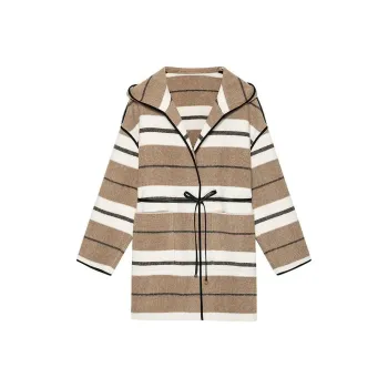 DKNY Coats Women's Coffee Stripes