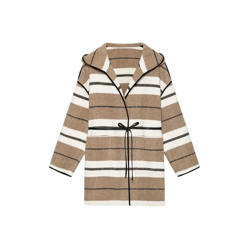 DKNY Coat Women's Coffee Stripes-0