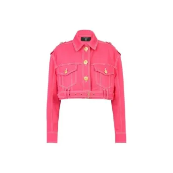 BALMAIN X Barbie Denim Cropped Jacket Pink