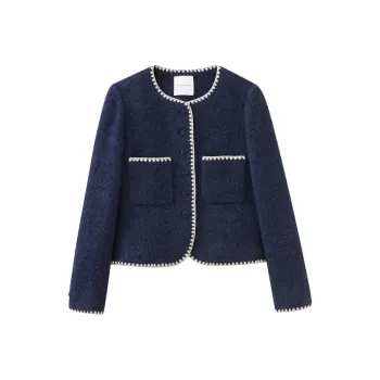 SHUIYUNJIAN Cropped Coats Women's Navy Blue