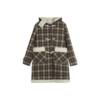 Omont Coats Women's Coffee Plaid