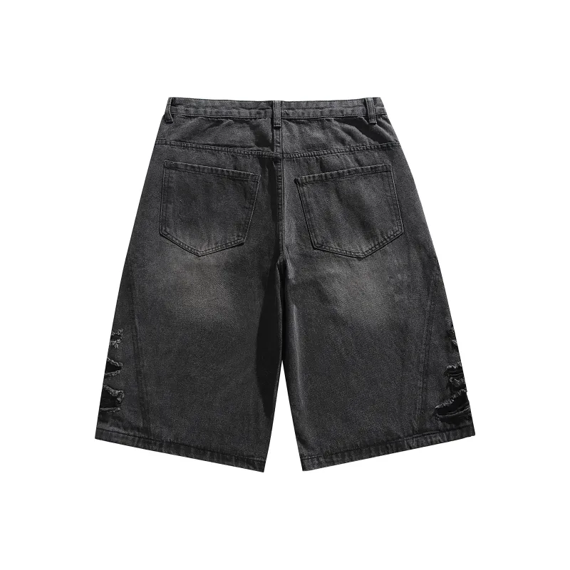 UPZCY Denim Shorts Unisex Black Gray Color-1