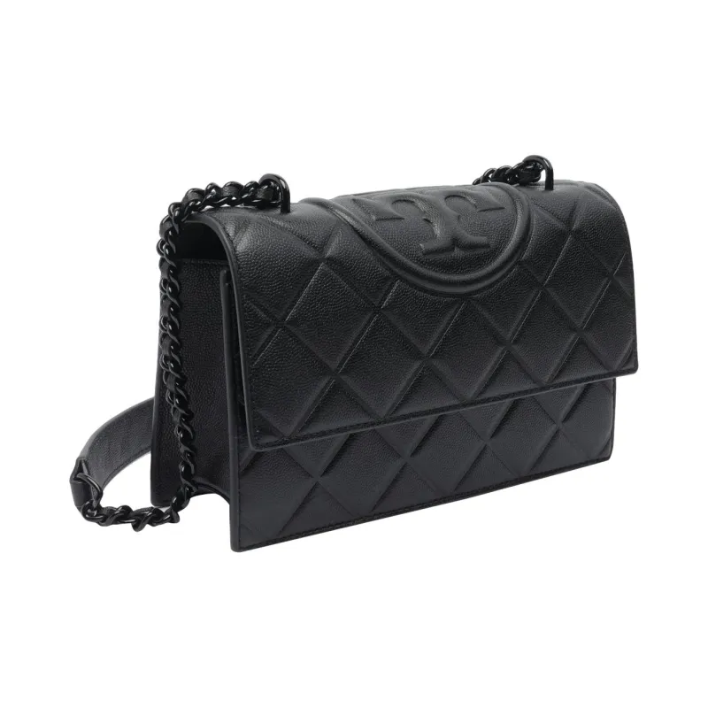 TORY BURCH Fleming Leather Shoulder Bag Small Size Women's Black-1