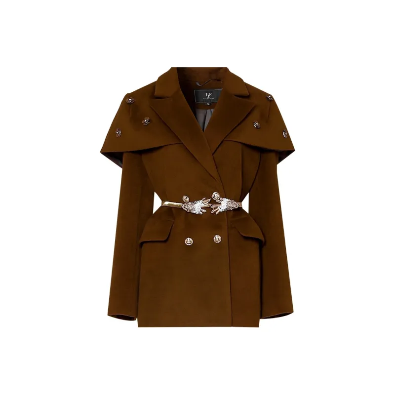Duffy Fashion Cropped Coats Women's Coffee-0