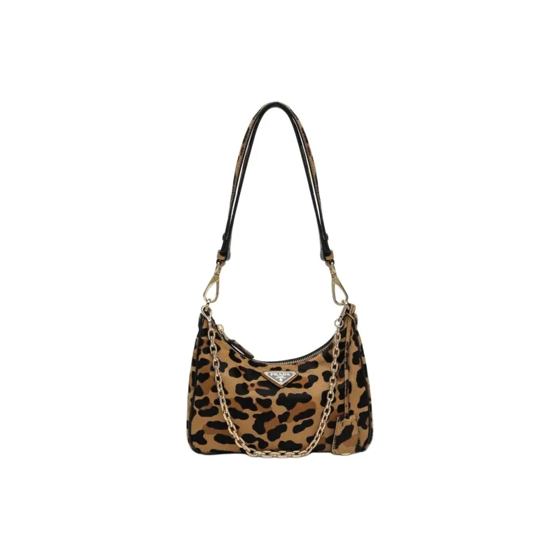PRADA Leather Shoulder Bag Mini Women's Brown & Black-0