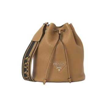 PRADA Cow Leather Bucket Bag, Shoulder Bag Women's Brown