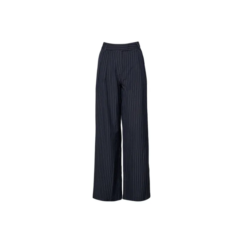 NASTY GAL Premium Tailored Pinstripe Wide Leg Pant Casual Pants Women's Black-0
