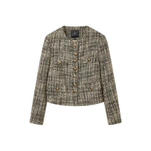 Yu Qianwen Cropped Coats Women's Olive Green