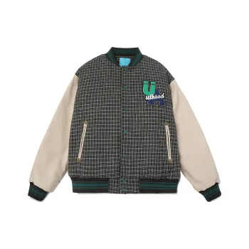 Guuka Letter Plaid Loose Fit Thickened Puffer Jacket Women's Coffee