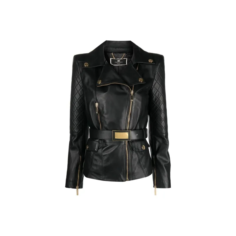 Elisabetta Franchi Leather Jackets Women's Black-0