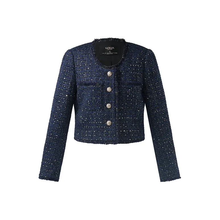 GOELIA Cropped Coat Women's Dark Blue-0