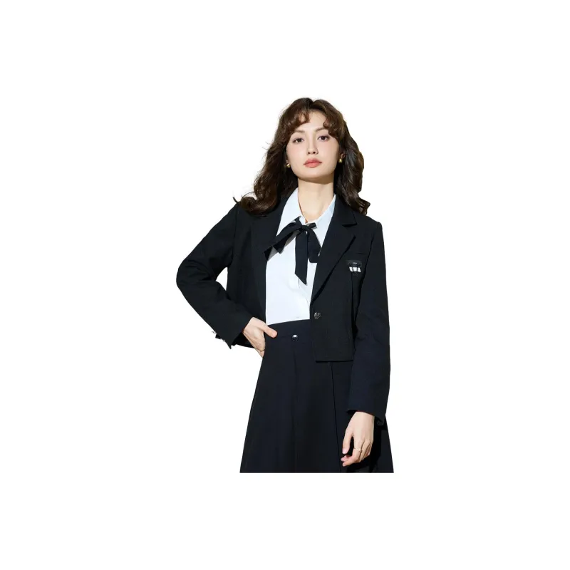SMEN Cropped Coats Women's Black-0