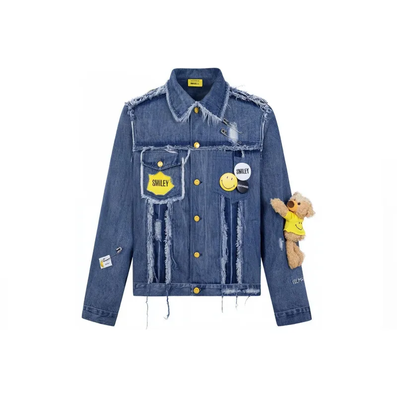 13 DEMARZO SMILEY Denim Jacket Unisex-0