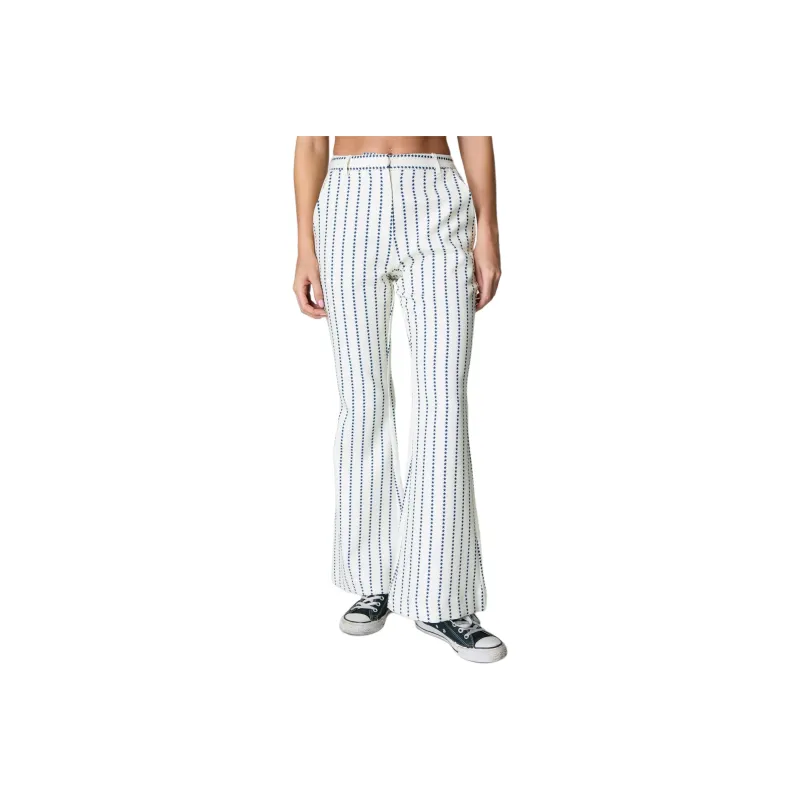 NASTY GAL Star Print Flare Trouser Casual Pants Women's Cream-0