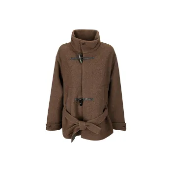 Lemaire Short Bathrobe Duffle Coat 'Brown Chine'