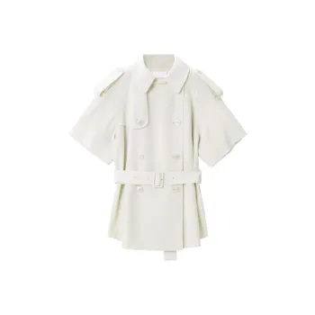 OVV Trench Coats Women's Ecru Solid Color 04