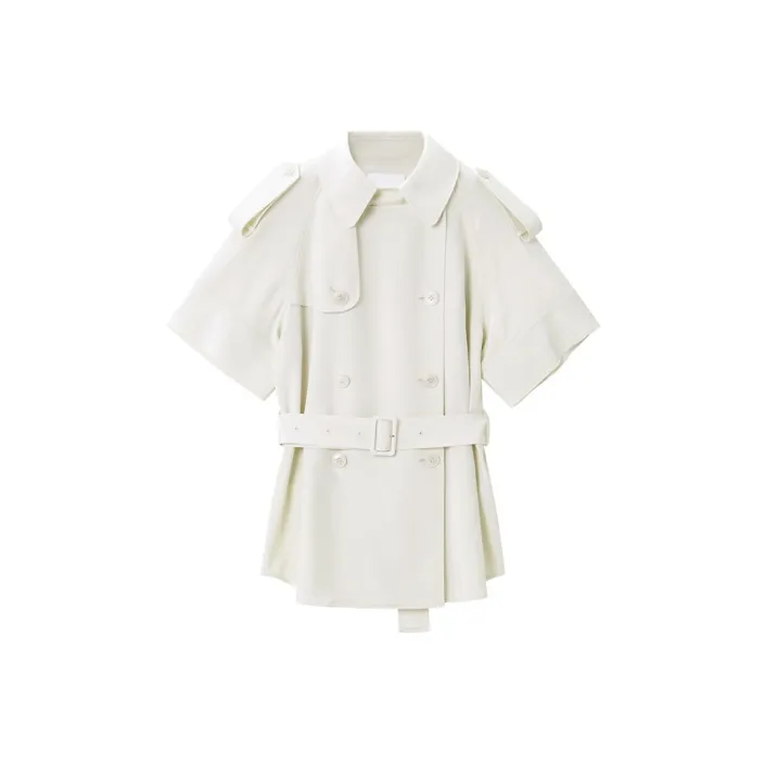 OVV Trench Coats Women's Ecru Solid Color 04-0
