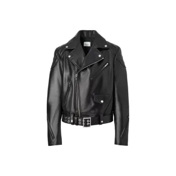 Burberry Leather Jackets Women's Black