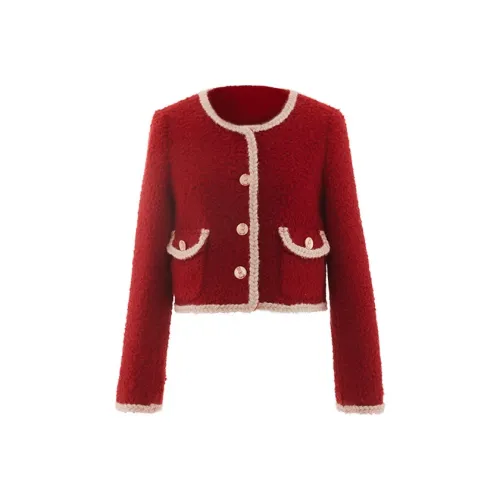 Blovelan Velvet feel Coat Women's Dark Red