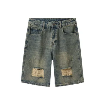 SANTASTIC Denim Shorts Men Yellow Mud Blue