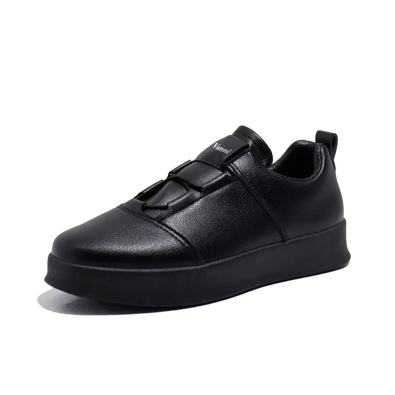 VANSSI Low Top Black Casual Sports Skateboard Shoes Men's-1