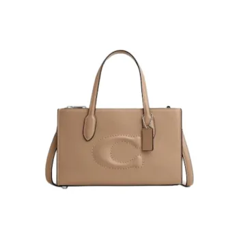 COACH Cow Leather Tote Bag, Shopping Bag, Shoulder Bag, Crossbody Bag, Handbag Trumpets Women's Beige