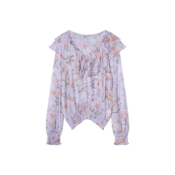 ELF SACK Chiffon Shirts Women's Soft Purple