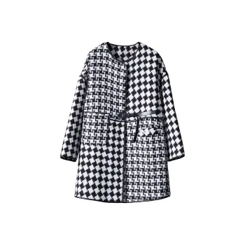 Wbwq Coats Women's Black White Diamond Pattern