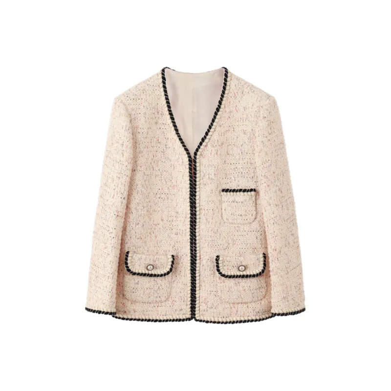 NancyCavally Velvet-feel Coat Women's Colorful Pink White-0