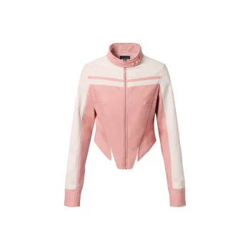 Chic Type Leather Jackets Women's Elegant Pink