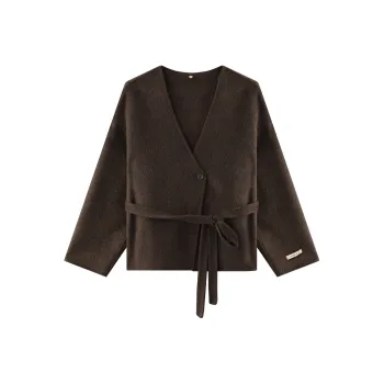 THE SEA LIFE Cropped Coat Women's Coffee Brown