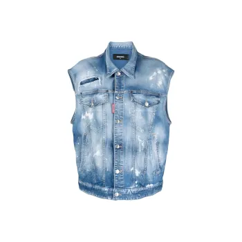 DSQUARED 2 Distressed Oversized Denim Vest