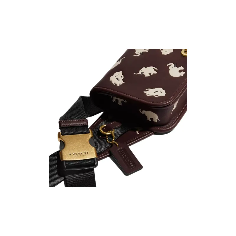COACH Dinky Leather Fanny Pack Small Size Women's Dark Brown-4