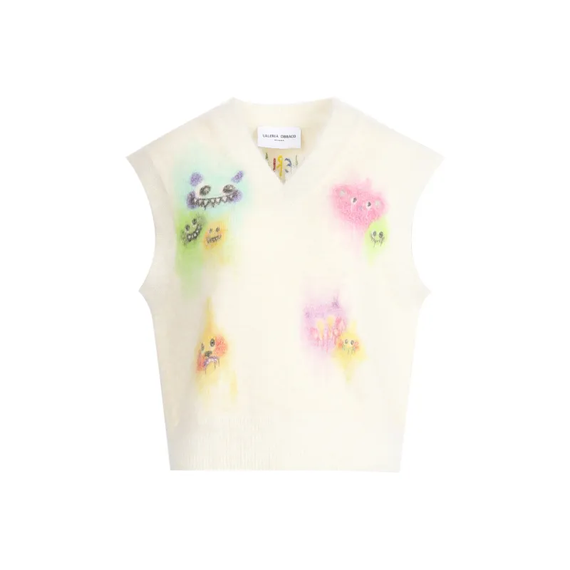 Valeria Obbaco Knitted Fabric Vest Spring Autumn And Winter Women's White-0