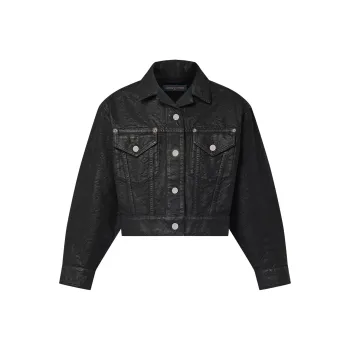 LOUIS VUITTON Cropped Monogram Jacquard Denim Jacket