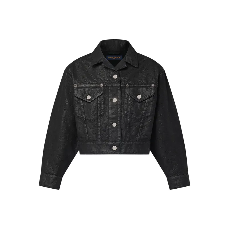 LOUIS VUITTON Cropped Monogram Jacquard Denim Jacket-0