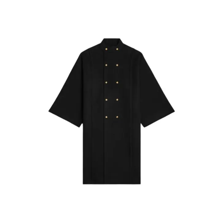 CELINE High Collar Cape In Double Face Cashmere Coat Women's Black-0