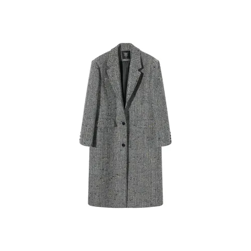 Ouyang Coats Women's Gray Black Herringbone