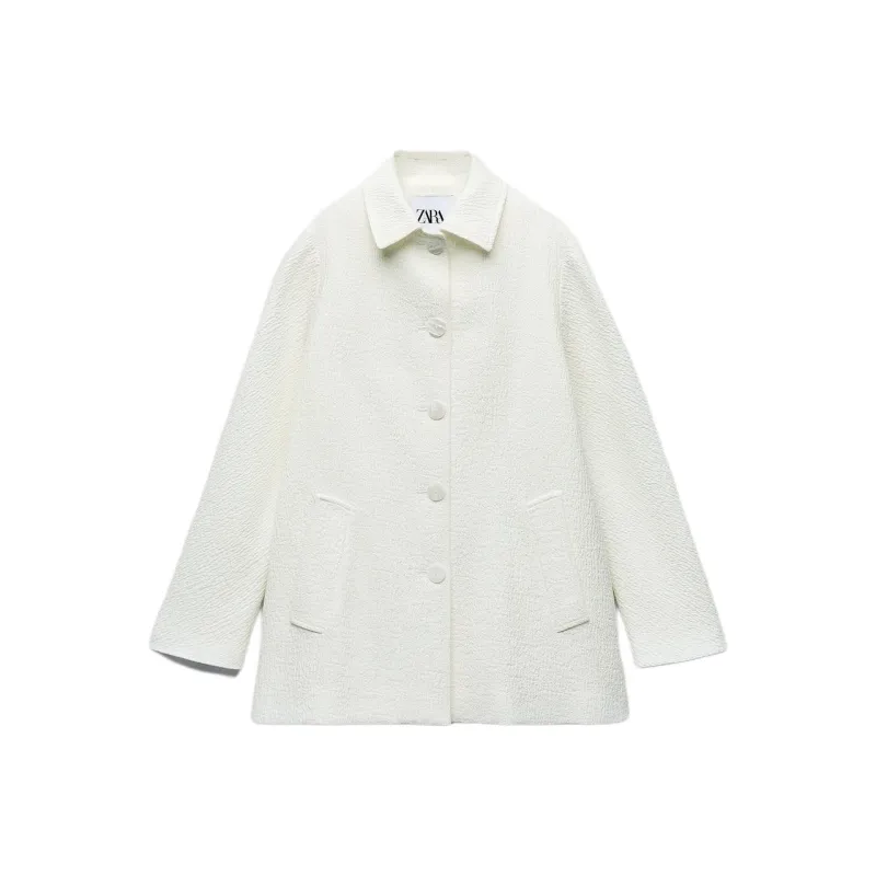 ZARA Coats Women's Frosted White-0